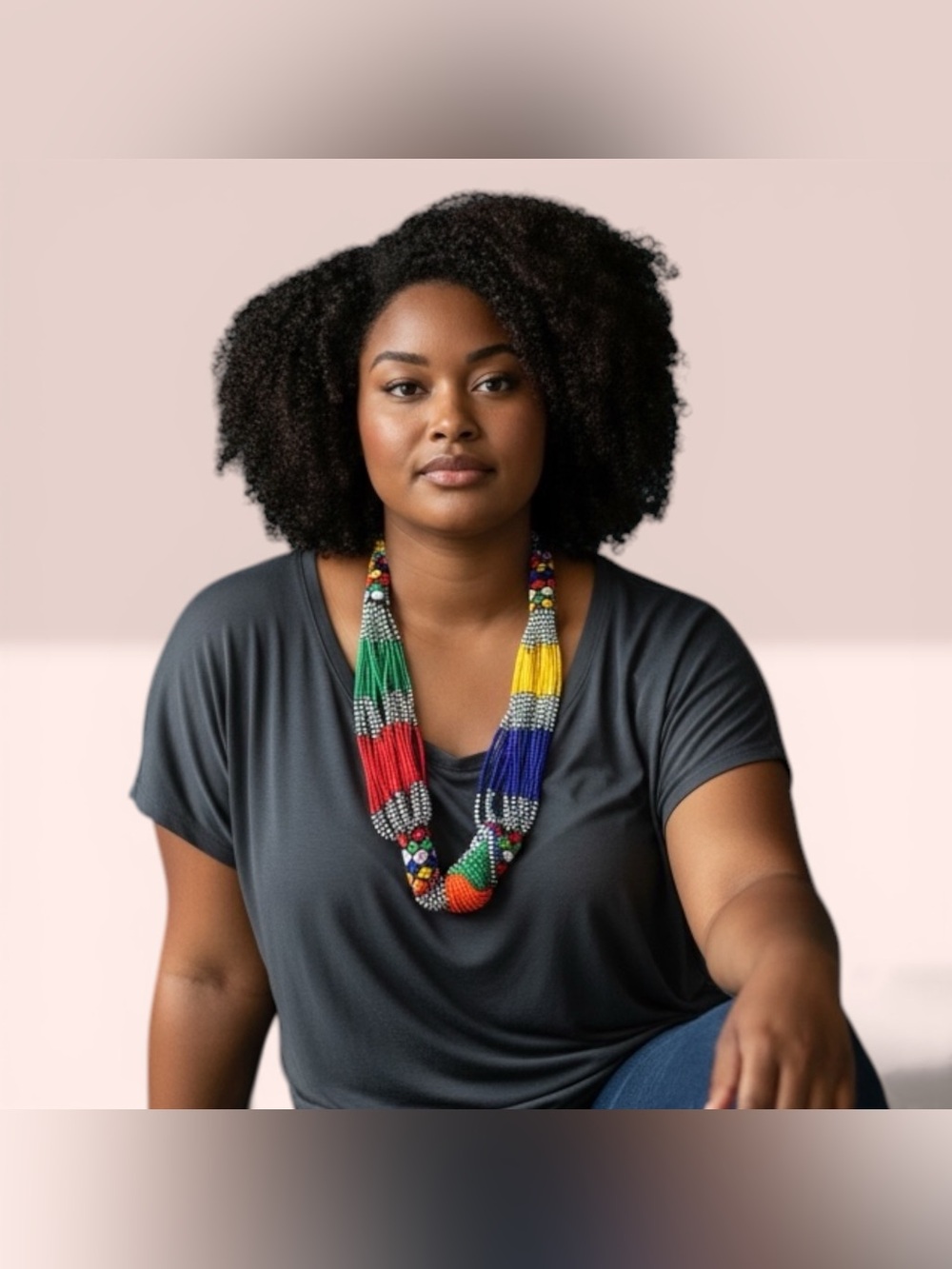 Maasi African Tribal Seed Bead Necklace Multicolor